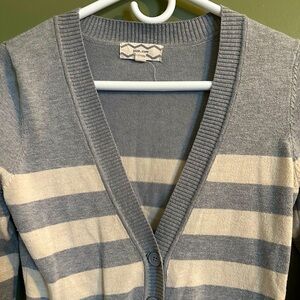 Gray Striped Women's Cardigan- Small